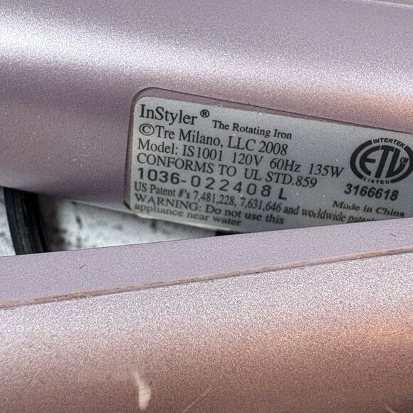 InStyler IS1001 Rotating Hot Iron Hair Styler 1.25" Barrel Works Lavender Purple - Picture 4 of 4